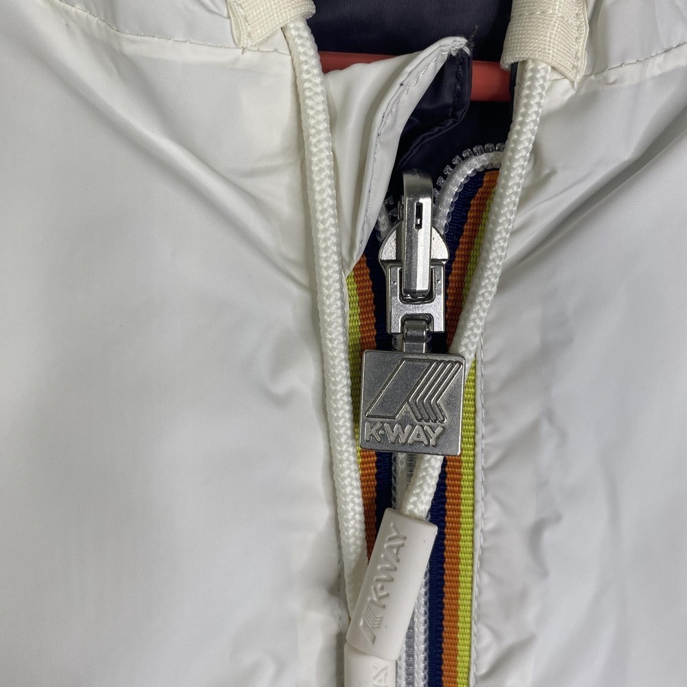 K-Way Jacques Plus Double Jacket Mens Medium White Hooded Windbreaker Coat - Picture 6 of 15